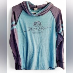 New Agenda By Perrin ,size L Blue and Gray Jersey Shore Hoodie,Namaste Awhile,